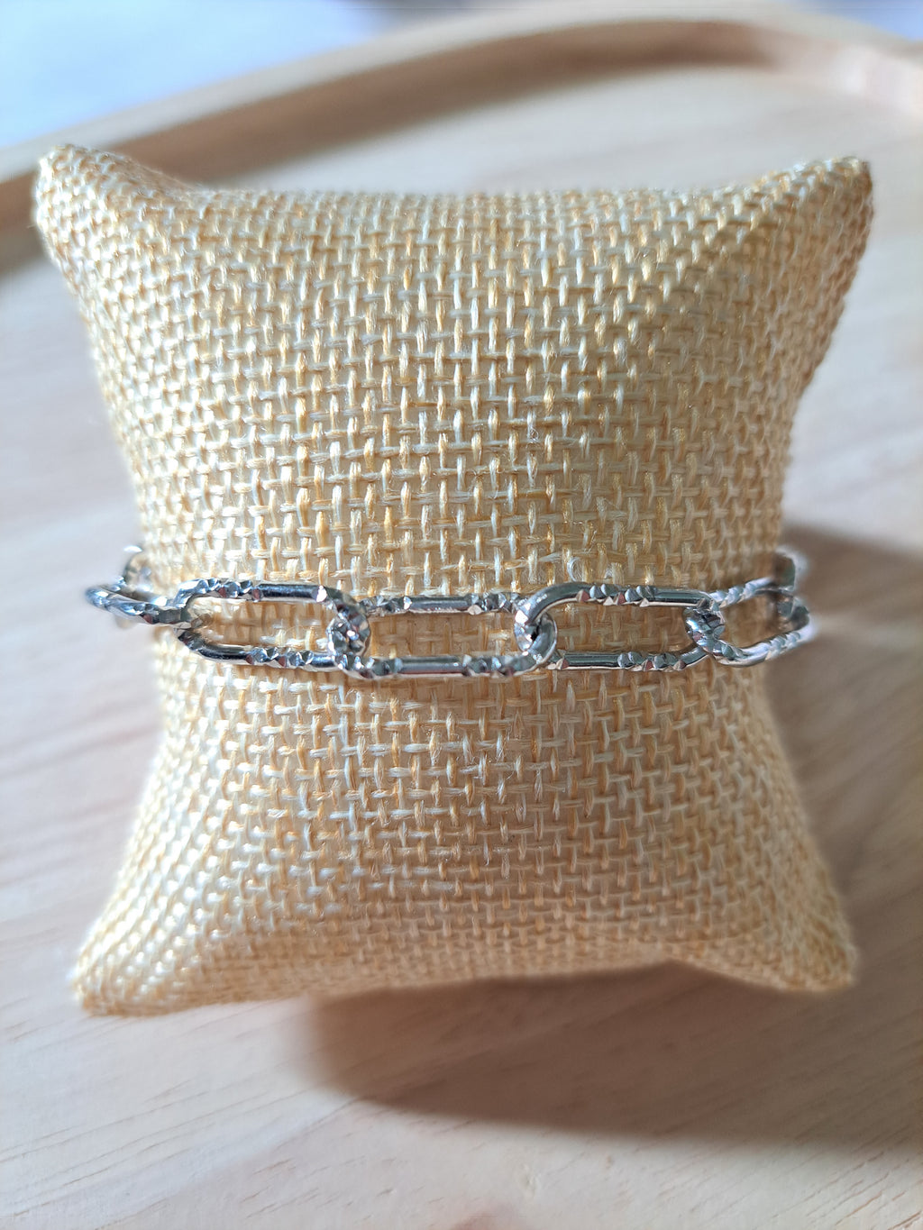 Bracelet argenté maillons texturés