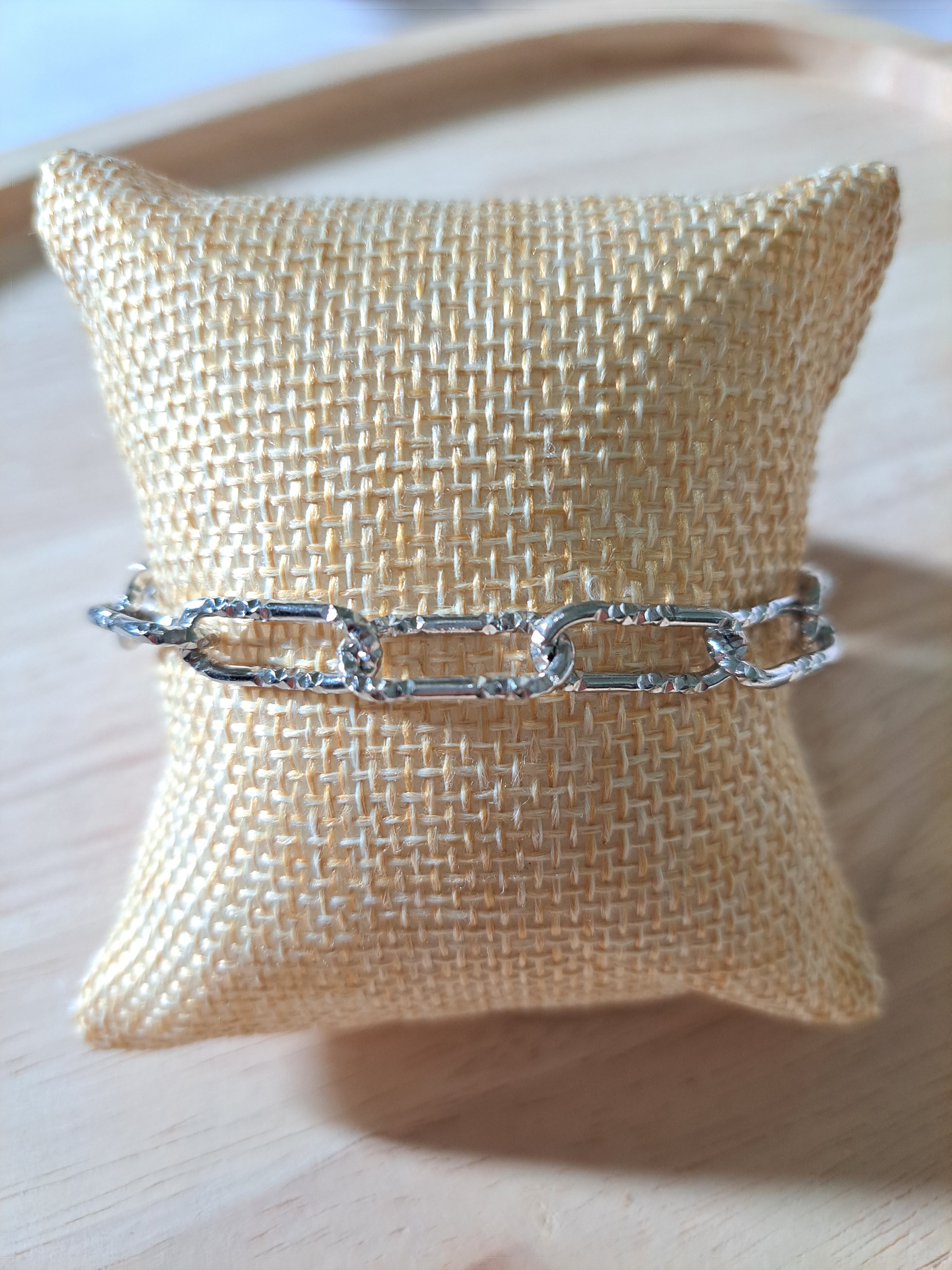 Bracelet argenté maillons texturés