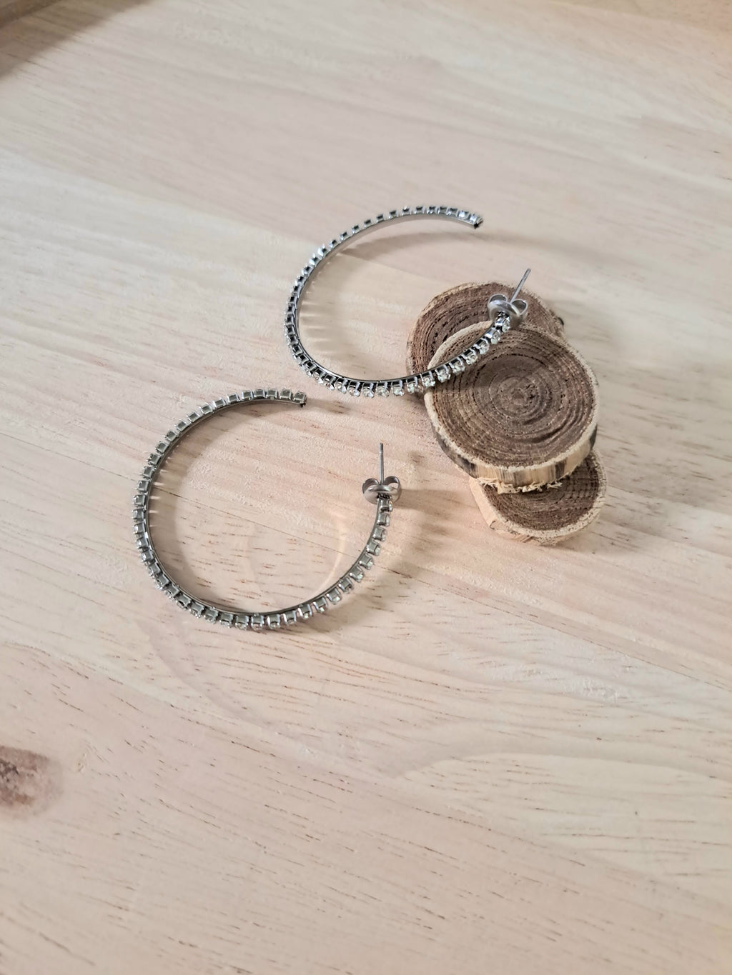 Créoles argentées strass