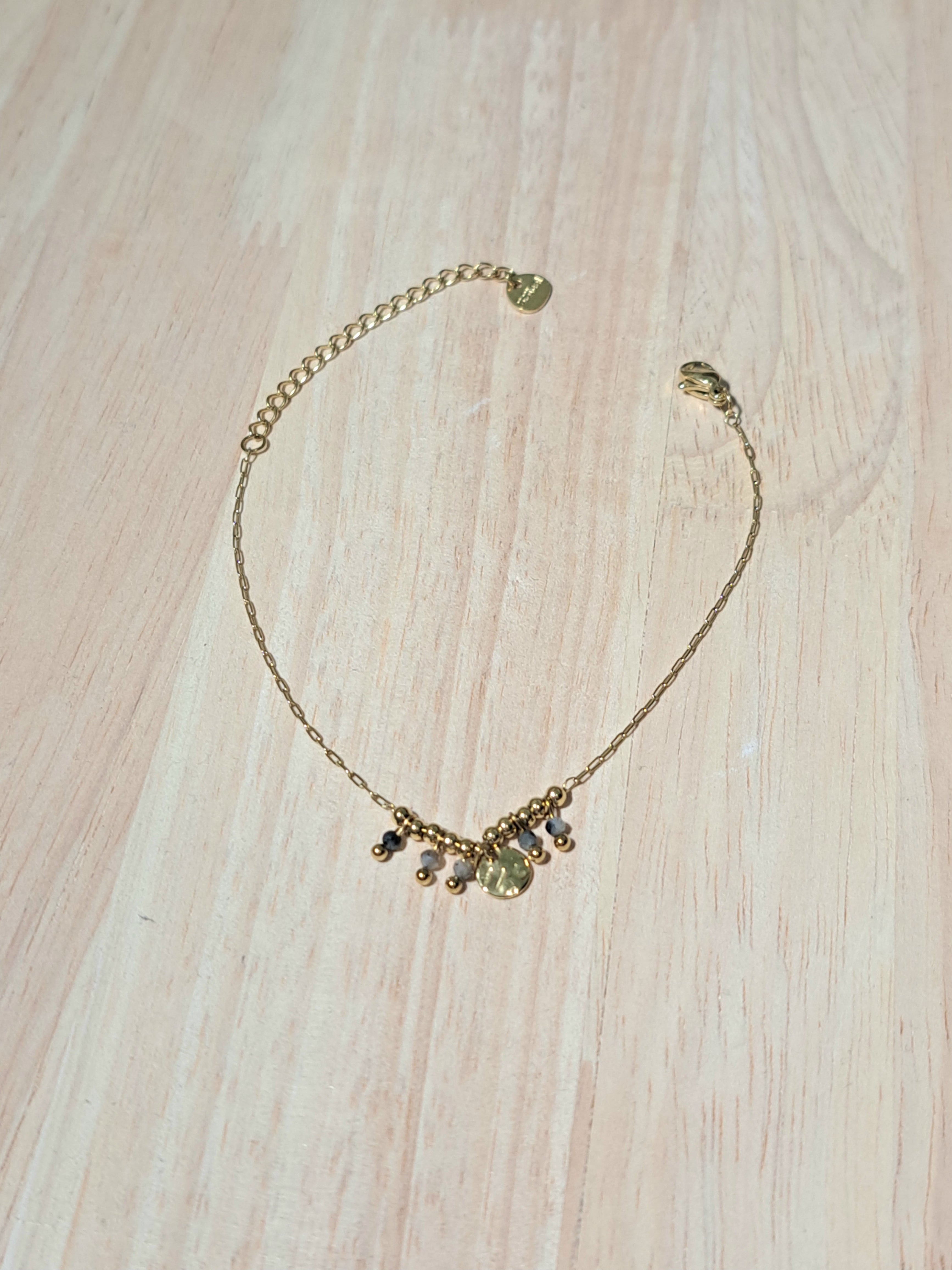 Bracelet Gouttes Dorées & perles grises