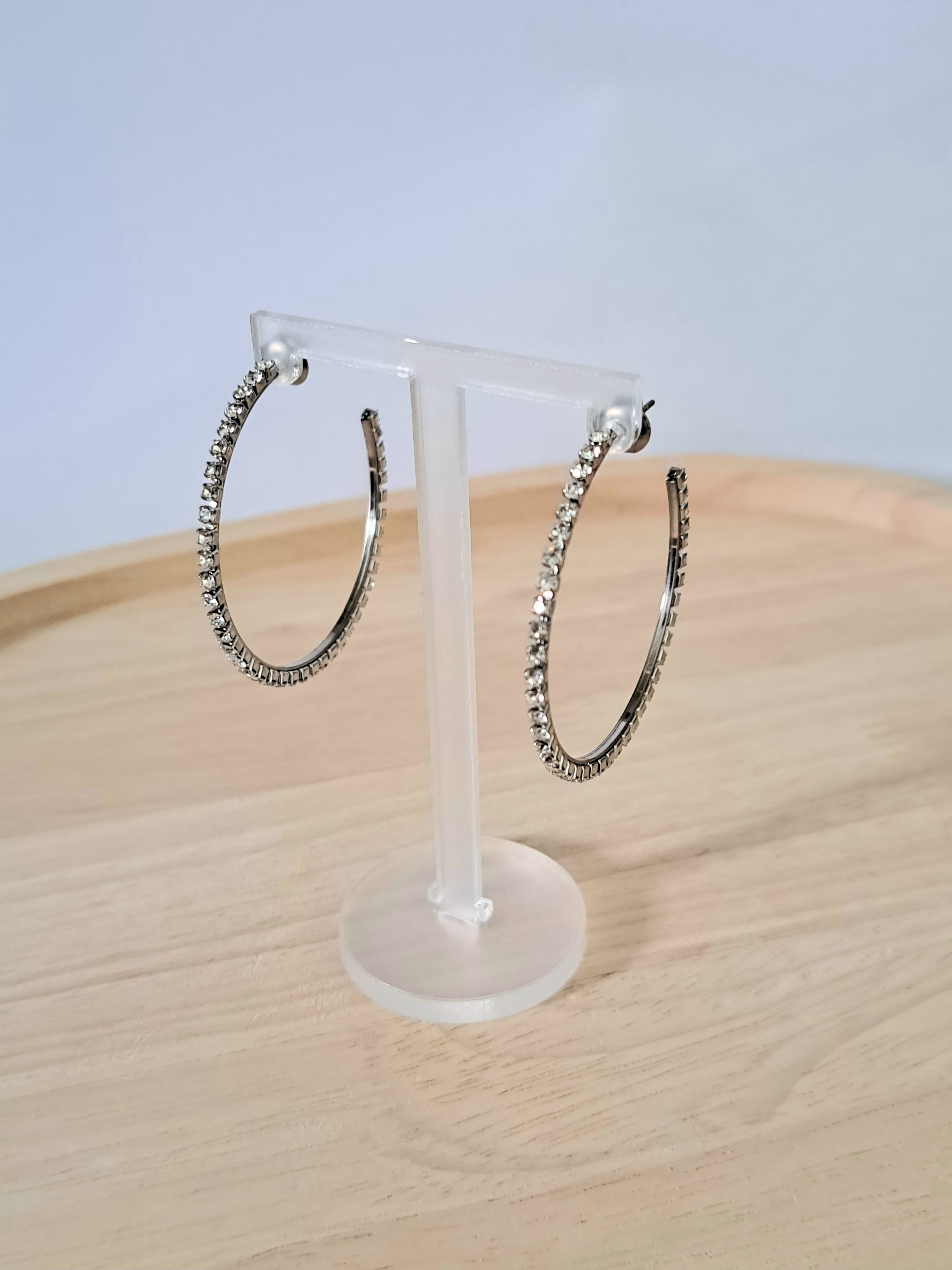 Créoles argentées strass